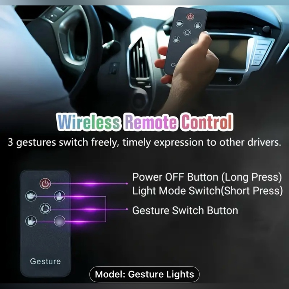 LED Car Rear Window Gesture Sign - Picture 4 of 6